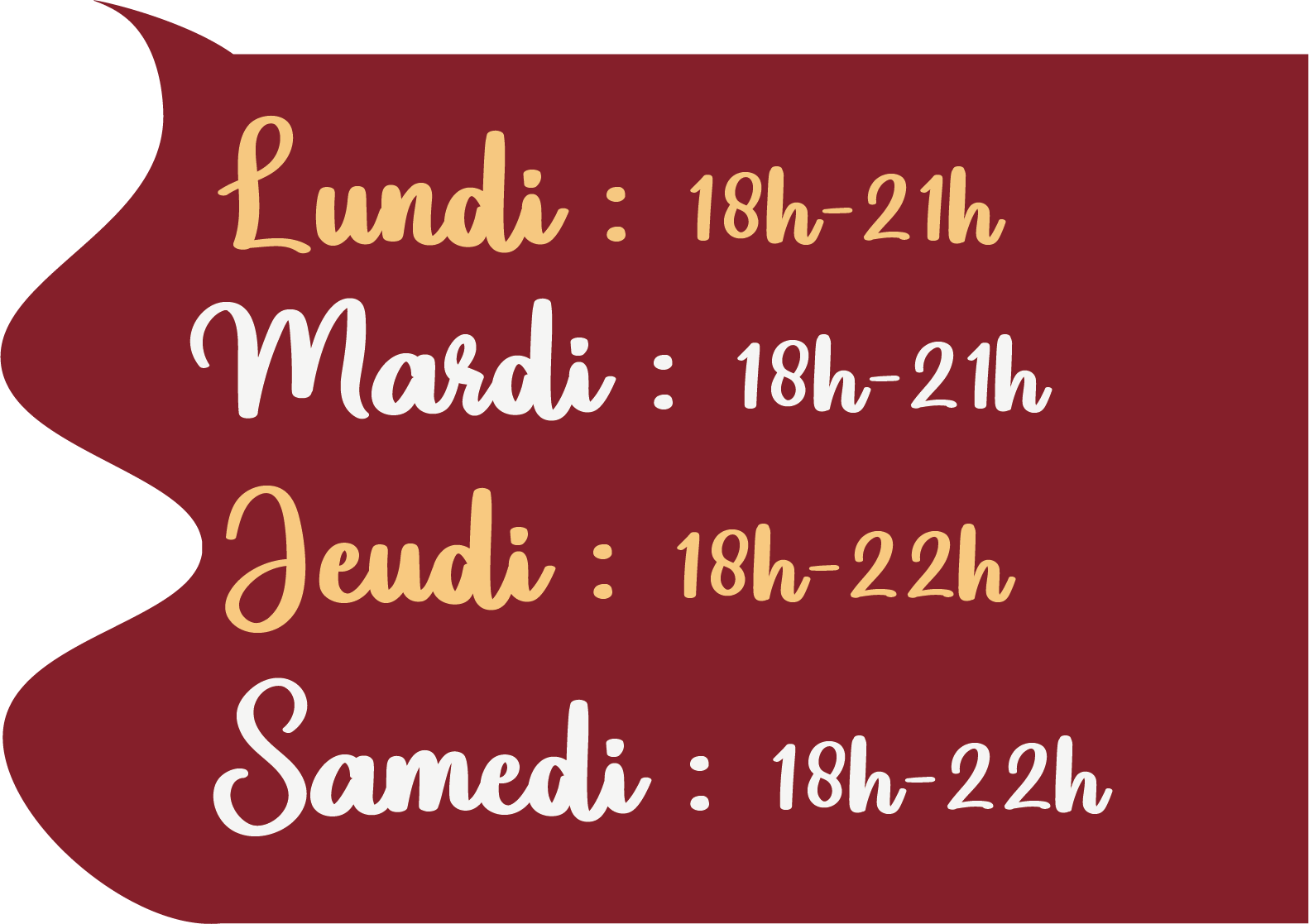 Horaires du Food Truck
